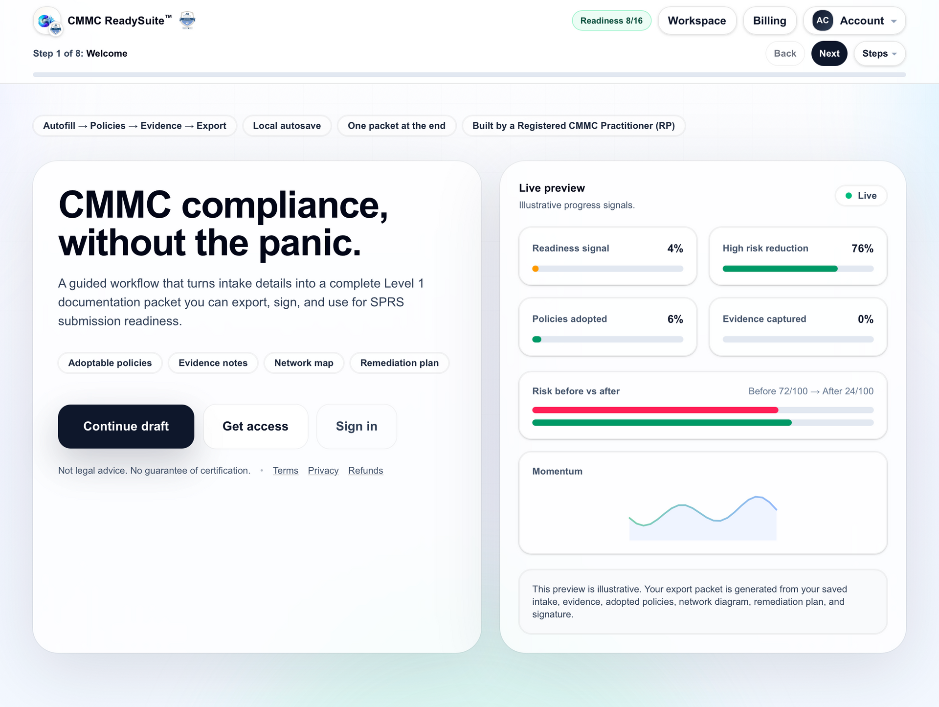 CMMC Pulsar dashboard