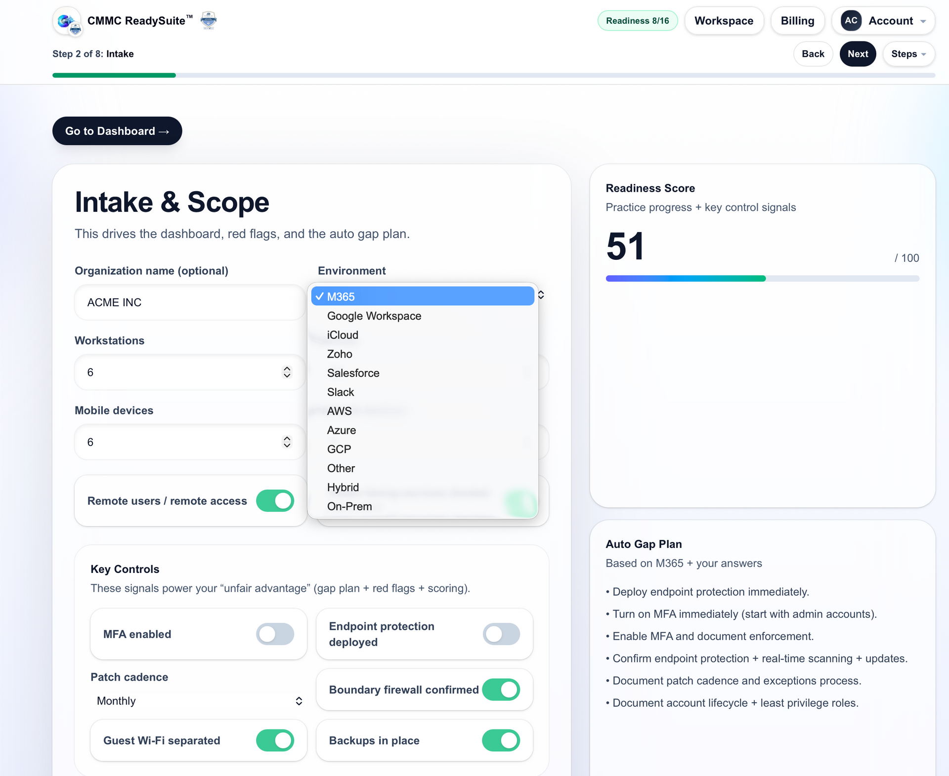Intake and scope page