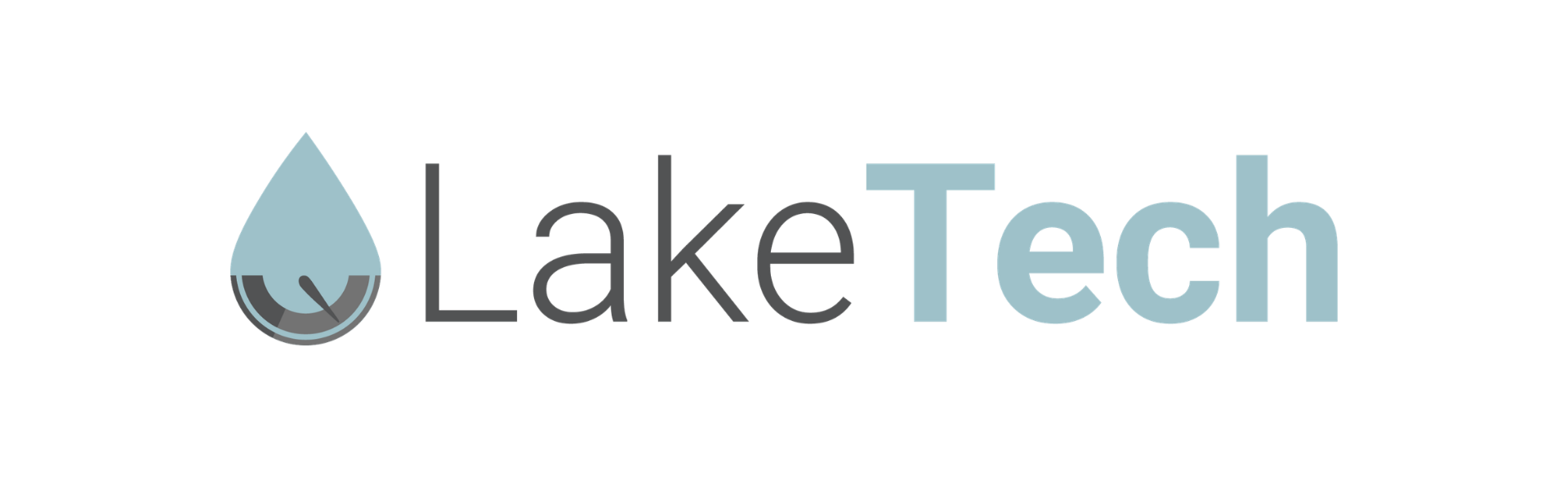 LakeTech logo with a blue water droplet icon and gray-blue text