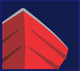 Red, angular boat on dark blue background, with grey top edge and brown detailing.
