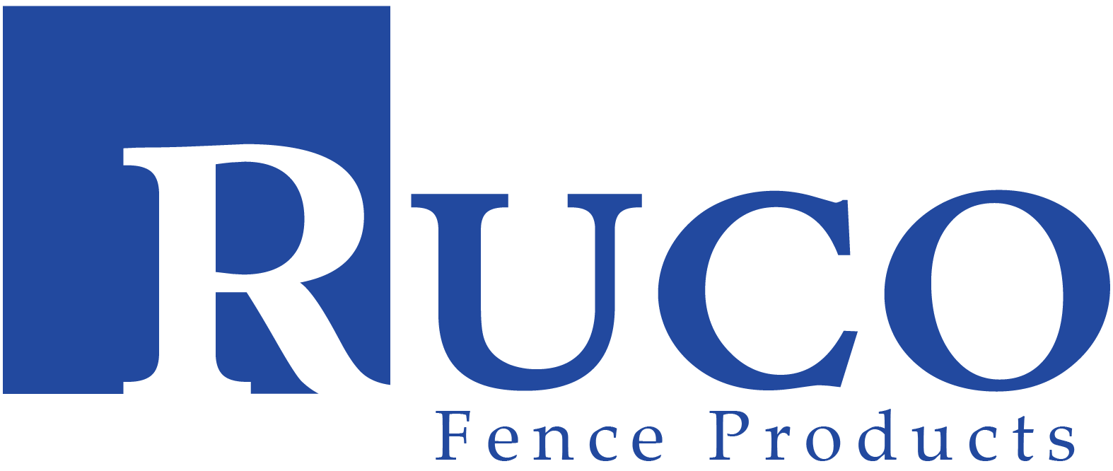 Ruco Fence Products logo in blue and white text