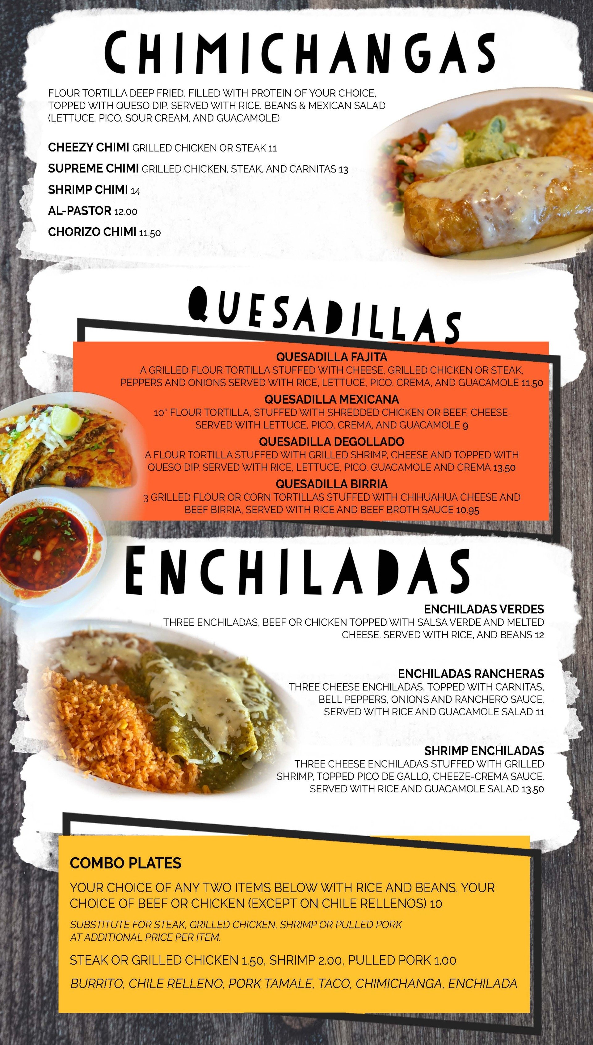 Menu St. Peters, MO Mi Mexico Lindo Mexican Grill