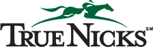 The logo for true nicks shows a person riding a horse.