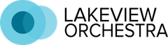 Lakeview Orchestra logo with blue concentric circles and black text