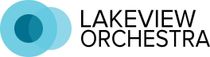 Lakeview Orchestra logo with blue circular icon and black text