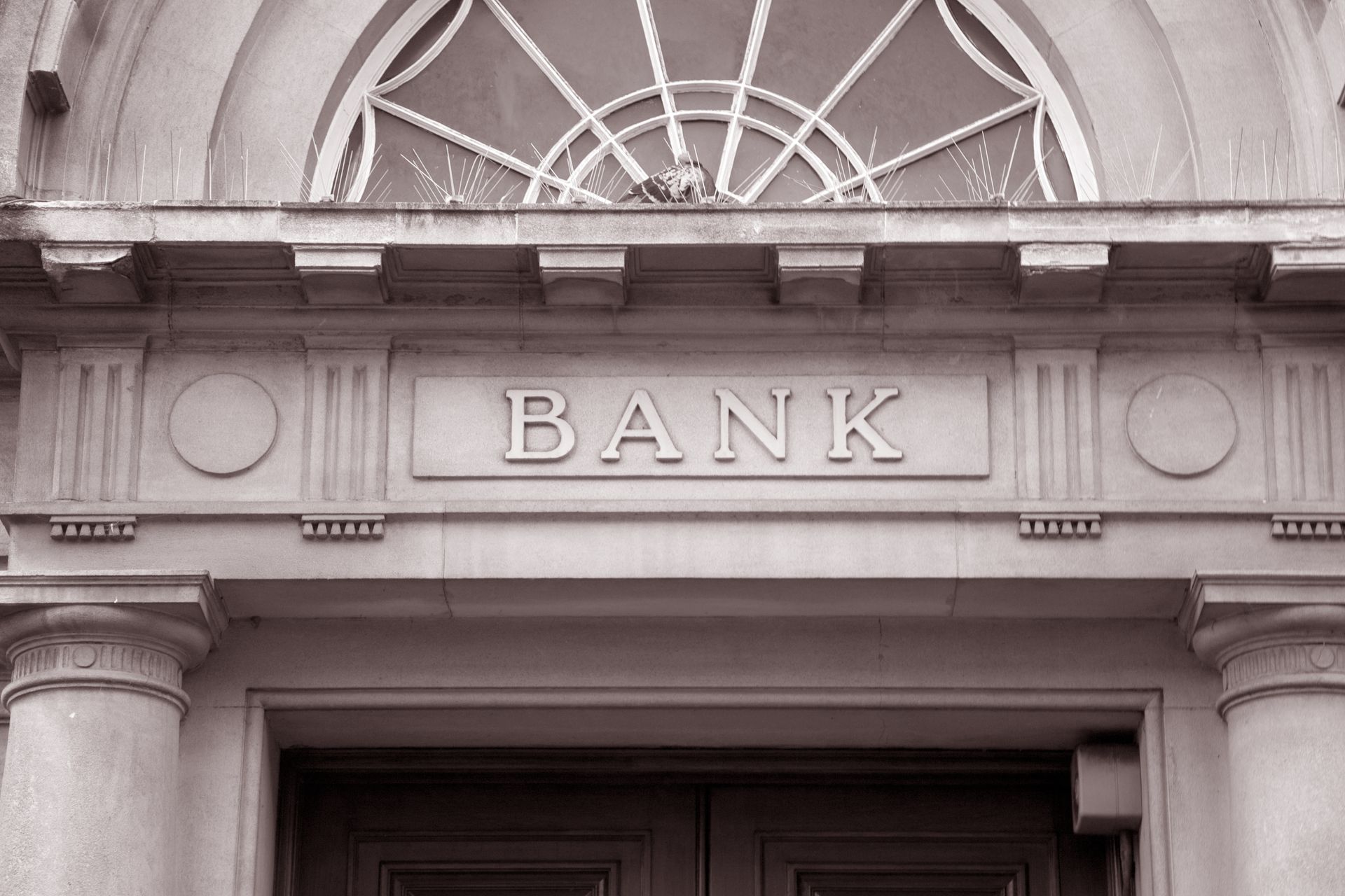 The exterior of a bank building.