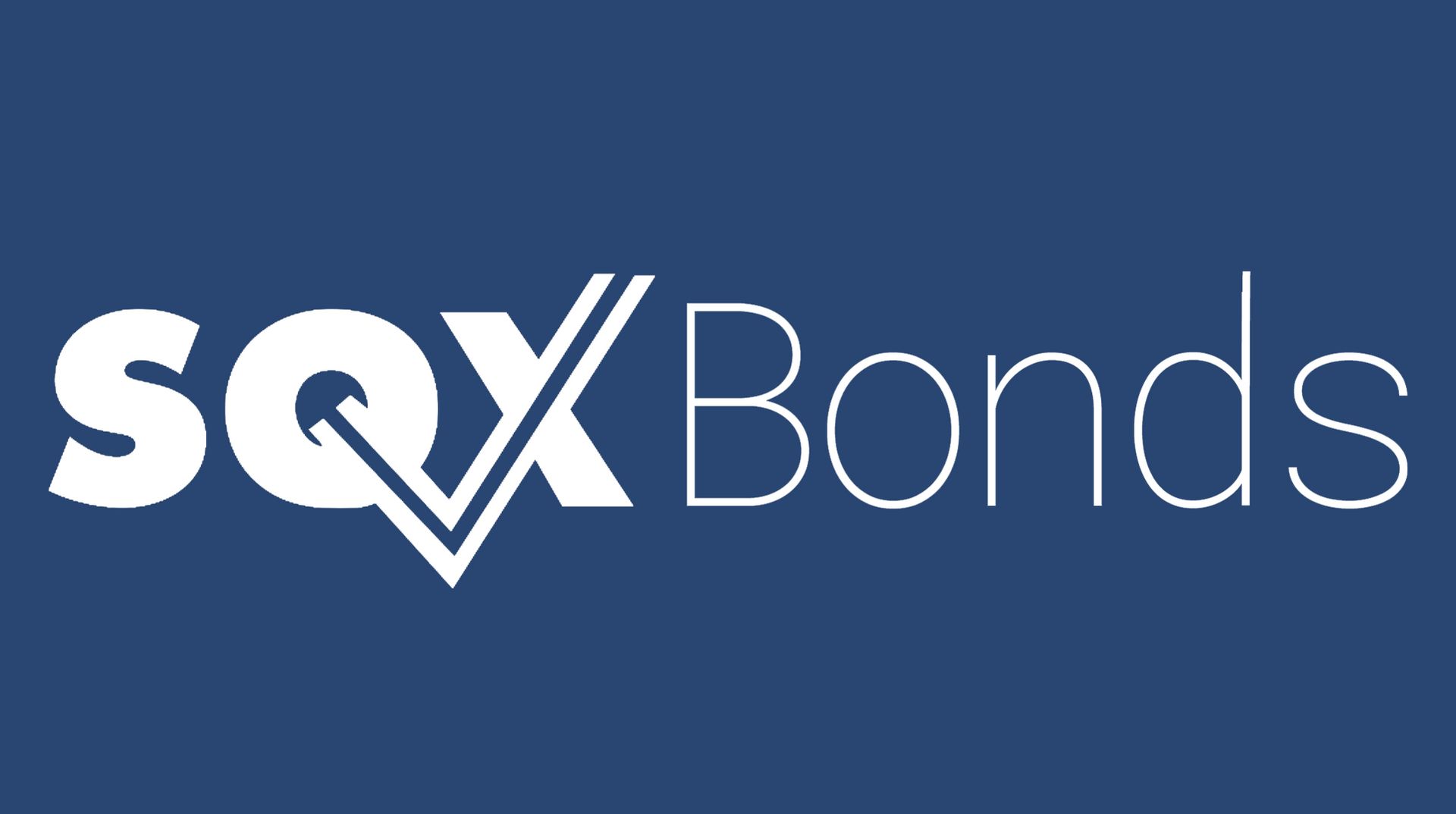 The logo for SQX Bonds on a blue background