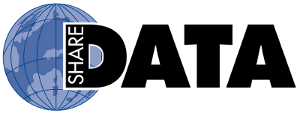 A logo for Share Data with a globe in the background.