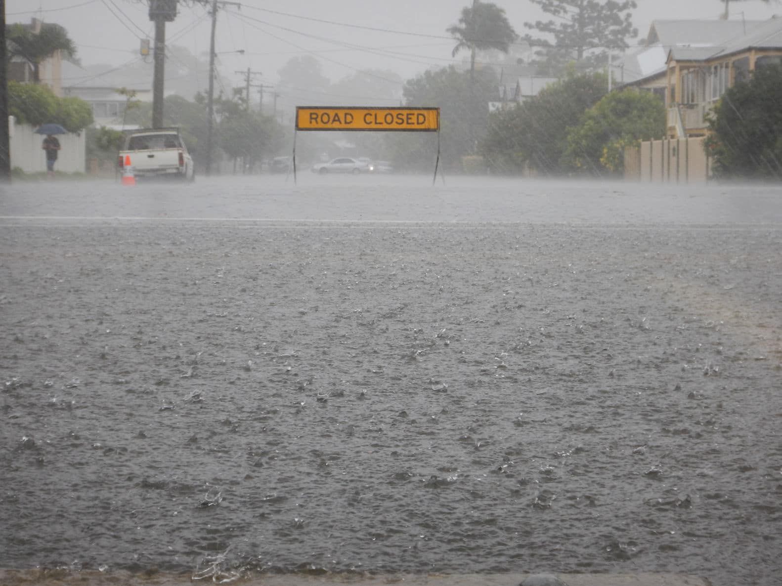 Flooded road during a heavy rainstorm Flooded road during a heavy rainstorm