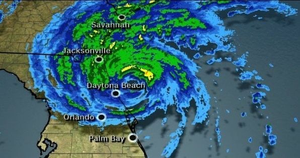 Radar map of a hurricane over Florida