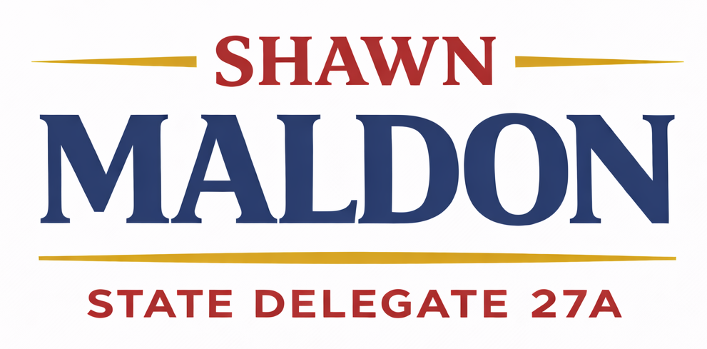 People For Shawn Maldon Shawn Maldon campaign sign. Name in large blue letters,