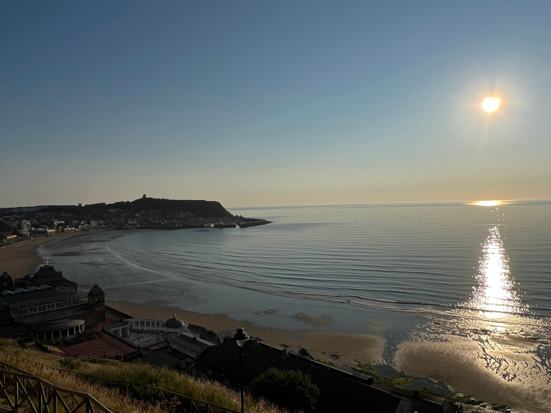 Sunrise over Scarborough’s South Bay, viewed from South Cliff.