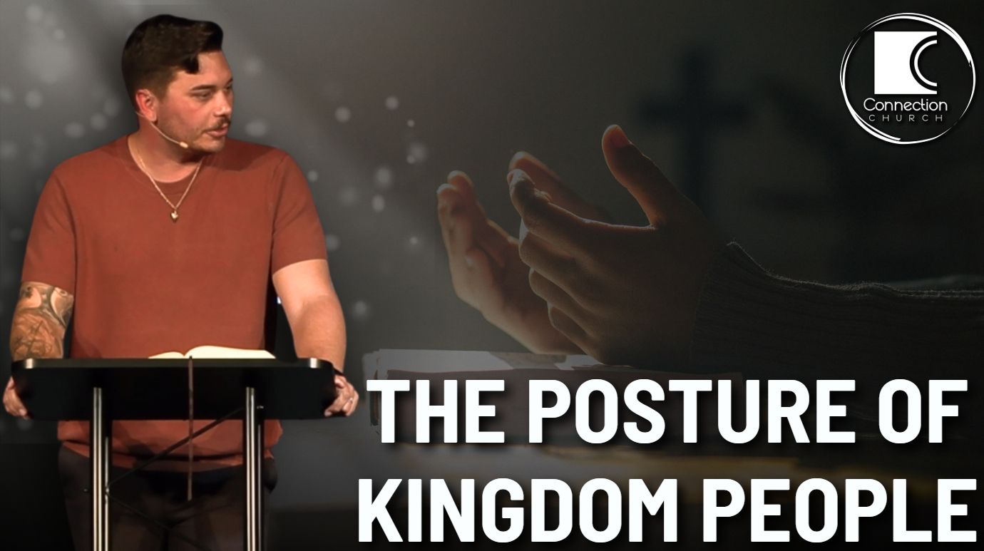 Man speaking at a podium with title text “THE POSTURE OF KINGDOM PEOPLE” on a dark slide