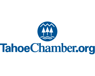 Tahoe Chamber logo: Blue circle with white trees and water, text