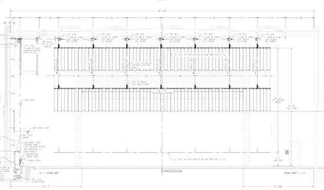 A&A Engineering - Projection screen installation and stage rigging for a high school performance center image 1