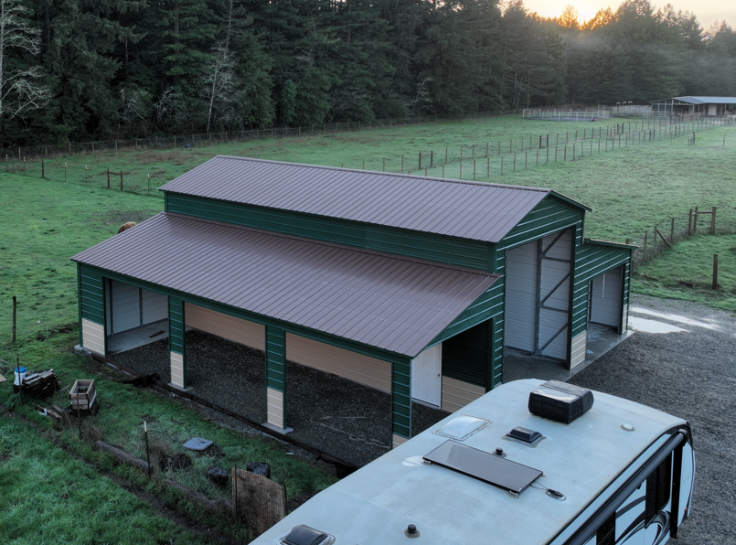 A&A Engineering - Red Barn with partially enclosed lean-to and multiple foundations image 3