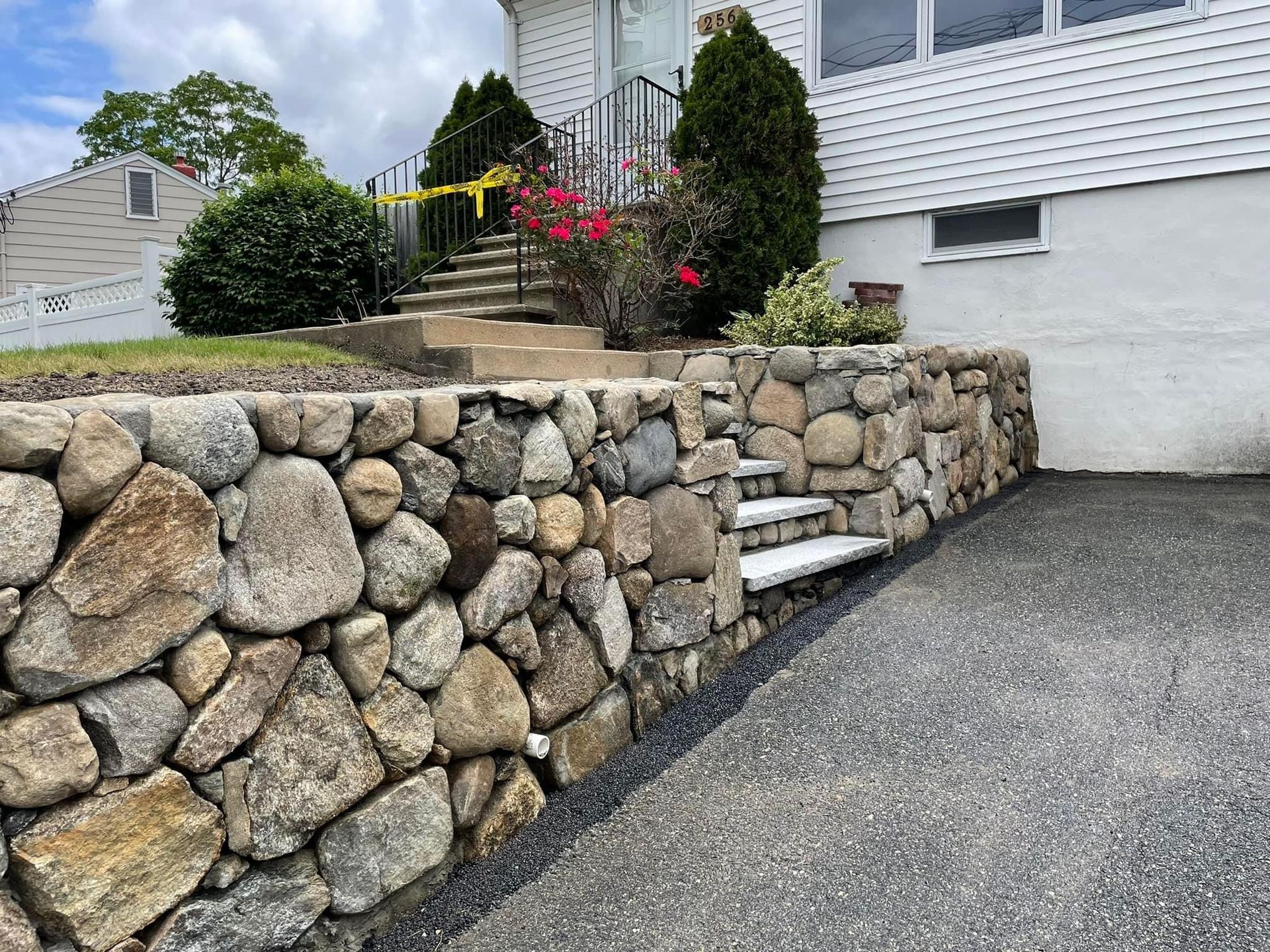 Retaining Wall Along a Sidewalk