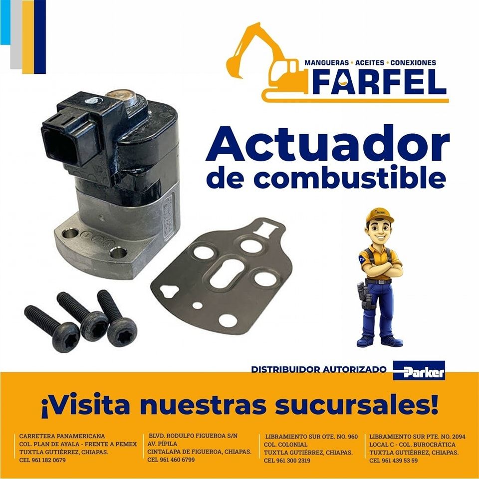 Una imagen de un actuador de combustible con un hombre parado junto a él.