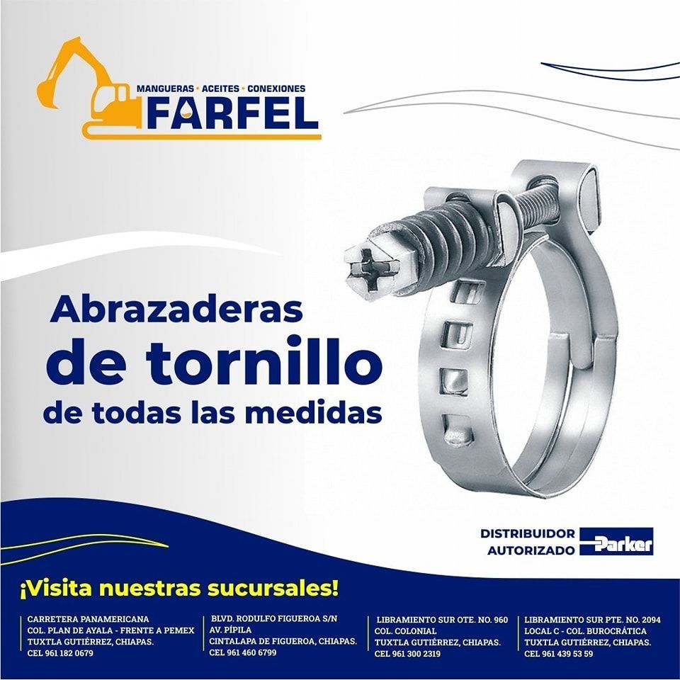 An advertisement for abrazaderas de tornillo de todas las medidas