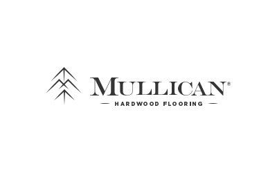 A black and white logo for mulligan hardwood flooring.