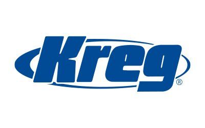 A blue and white logo for kreg on a white background.