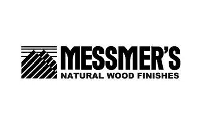 A black and white logo for messmer 's natural wood finishes.