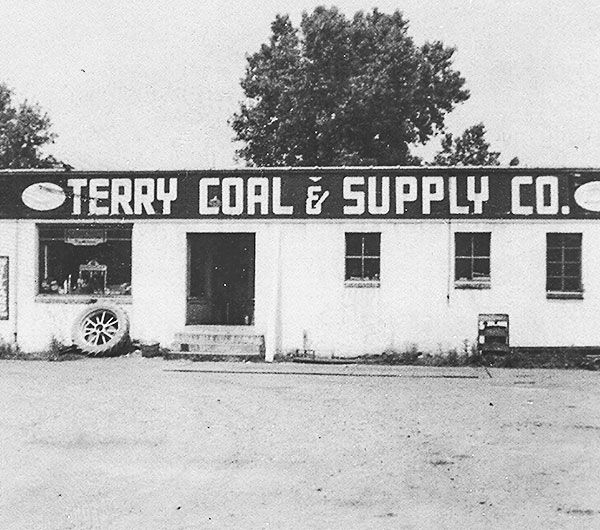 A black and white photo of terry coal & supply co.