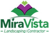 MiraVista Landscaping/Contractor logo with green and purple stylized leaves