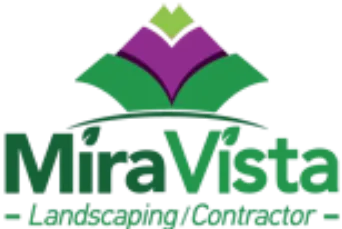 MiraVista Landscaping/Contractor logo with green and purple stylized leaves