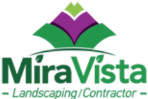 MiraVista Landscaping/Contractor logo with green and purple stylized leaves