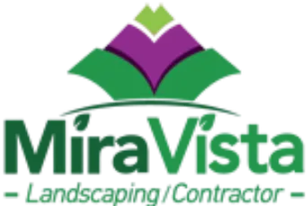 MiraVista Landscaping/Contractor logo with green and purple stylized leaves