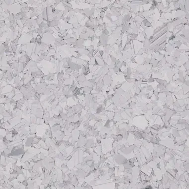 White and gray speckled epoxy flooring.