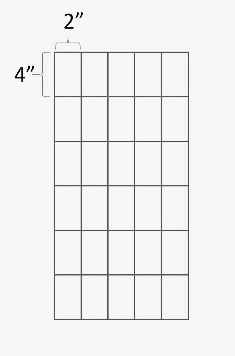 A black and white drawing of a grid with measurements on a white background.
