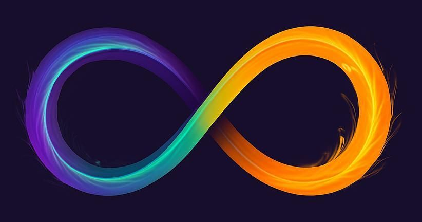 A coloured infinity logo with writing displayed under it reading the words Where Potential Meets Possibility.