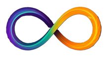 A coloured infinity logo with writing displayed under it reading the words Where Potential Meets Possibility.