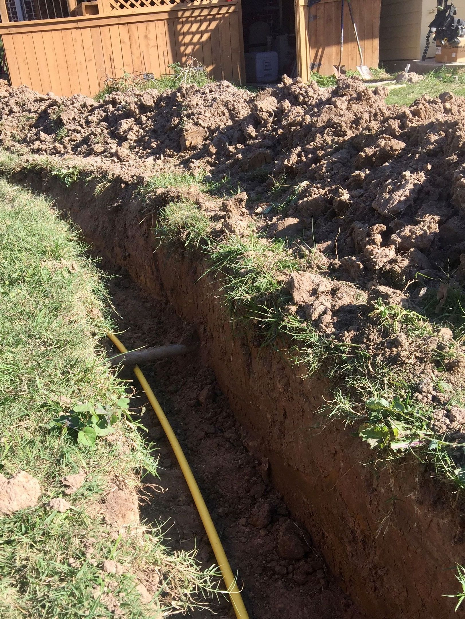 Plumbing trench work for underground pipe system Plumbing trench work for underground pipe system