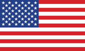 United States flag with red and white stripes and a blue field of white stars