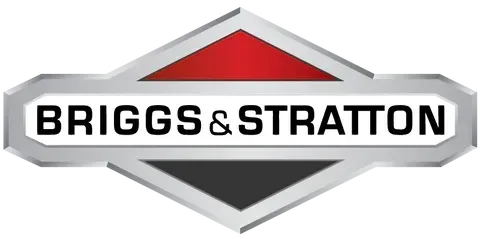 Briggs & Stratton logo in silver, red, and black