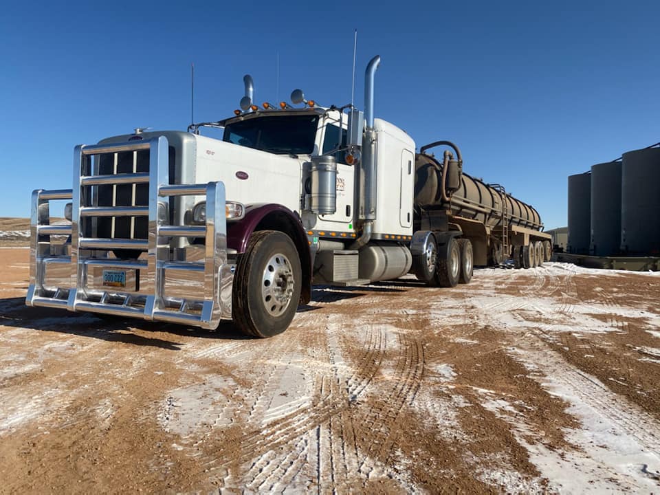 Side view of a white truck