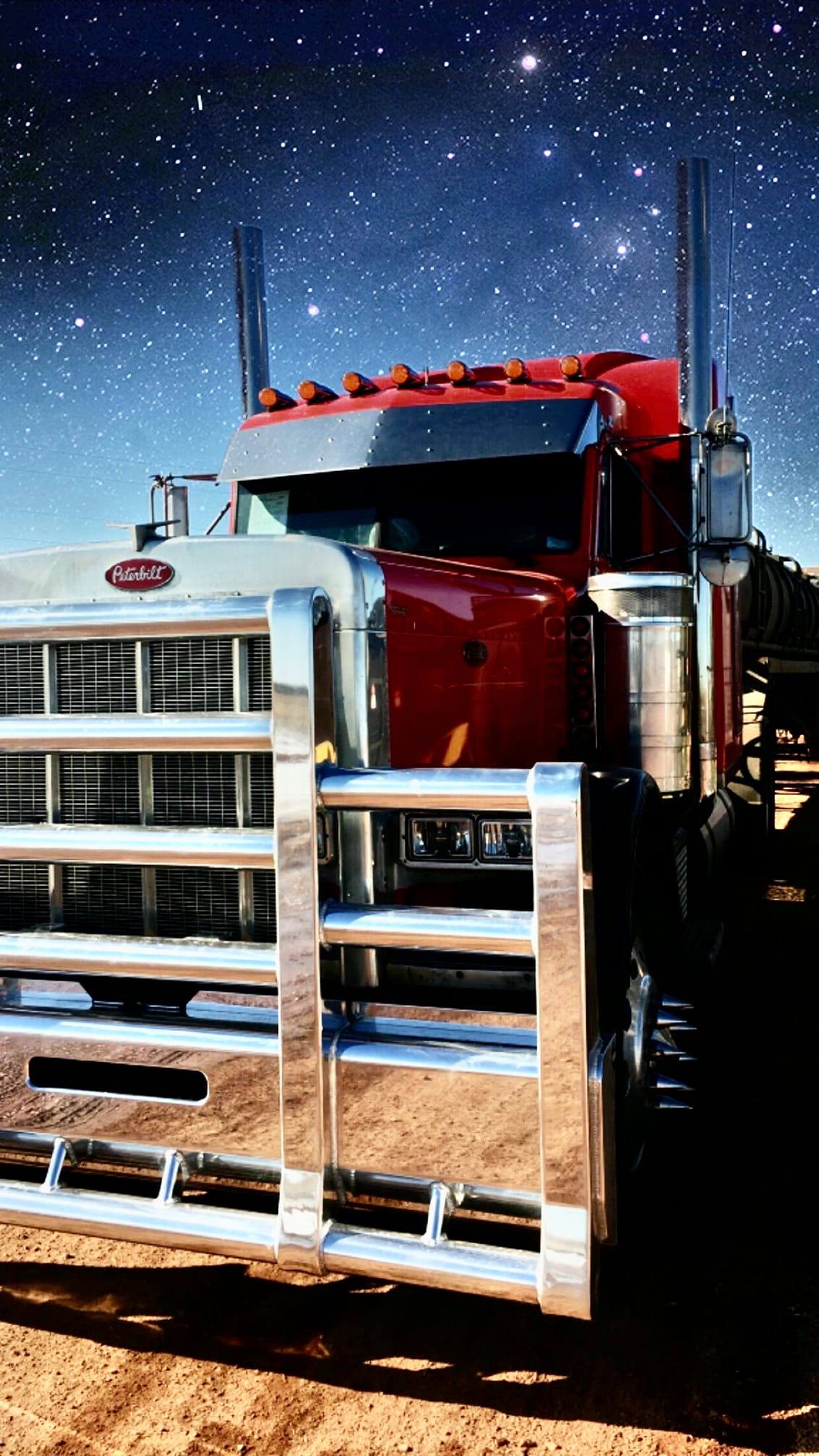 Front view of a red truck
