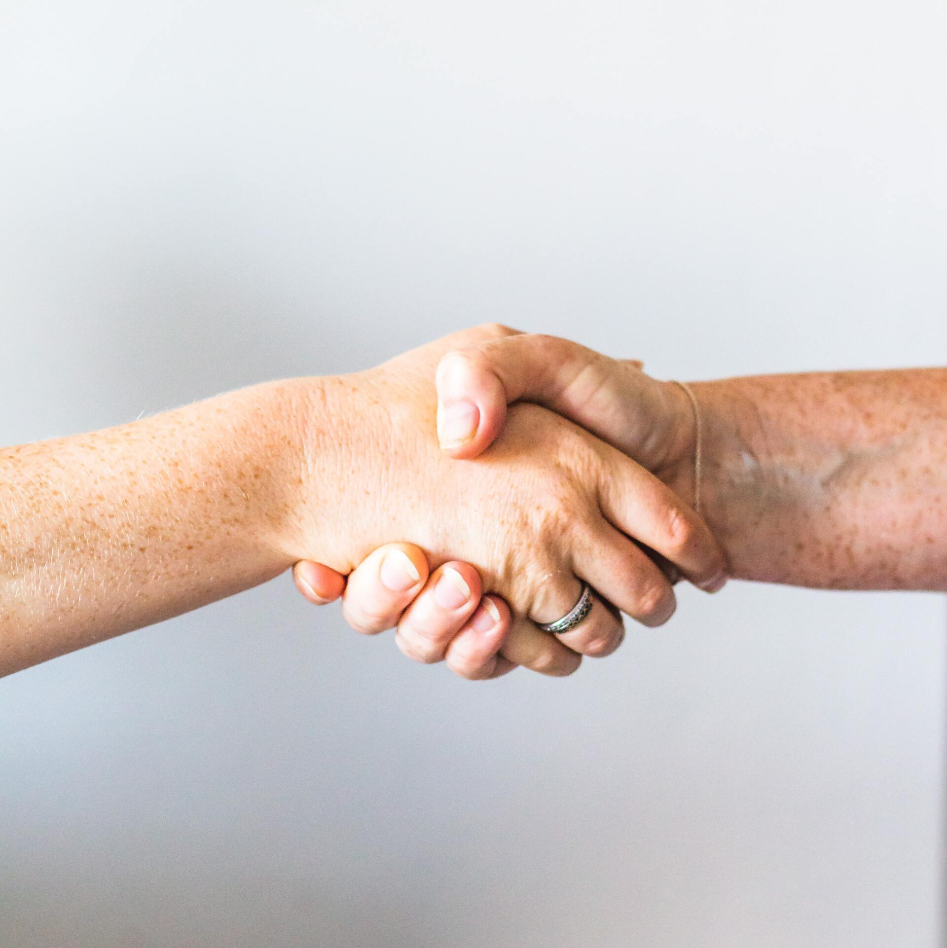Two people giving a handshake