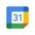 Google Calendar app icon; square, blue top, white calendar face with number 31, and colored corners.