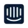 Blue square icon with white lines and a smiling curve.