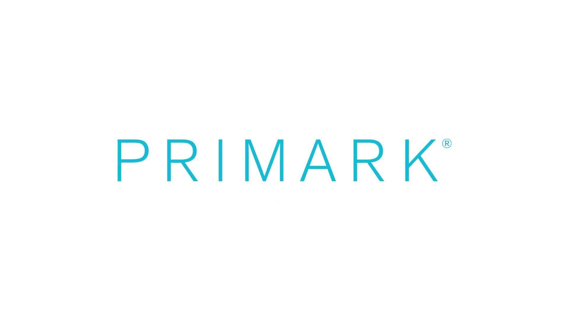 Primark-logo, turquoise tekst op een witte achtergrond.