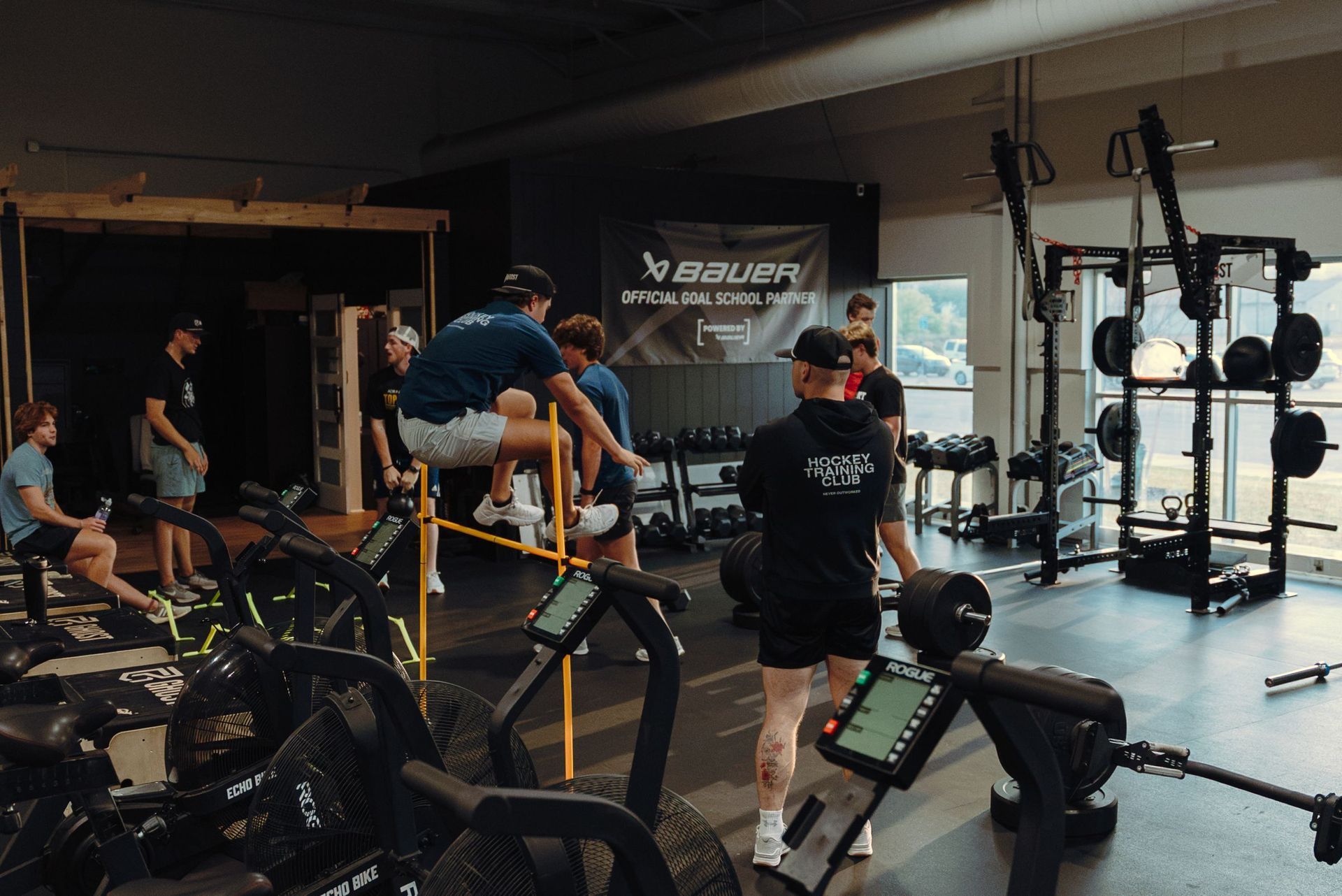 Hockey player training in the Ghost Athletica gym in Byron Center