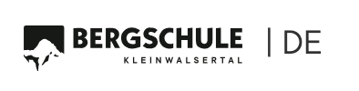 A black and white logo for bergschule de kleinwalsertal