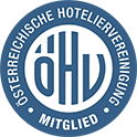 The logo for the austrian hotelier federation is blue and white.