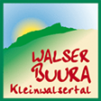 A logo for walser buura kleinwalsertal with a mountain in the background.