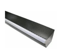 Black-and-silver metal stair nosing strip with textured top surface
