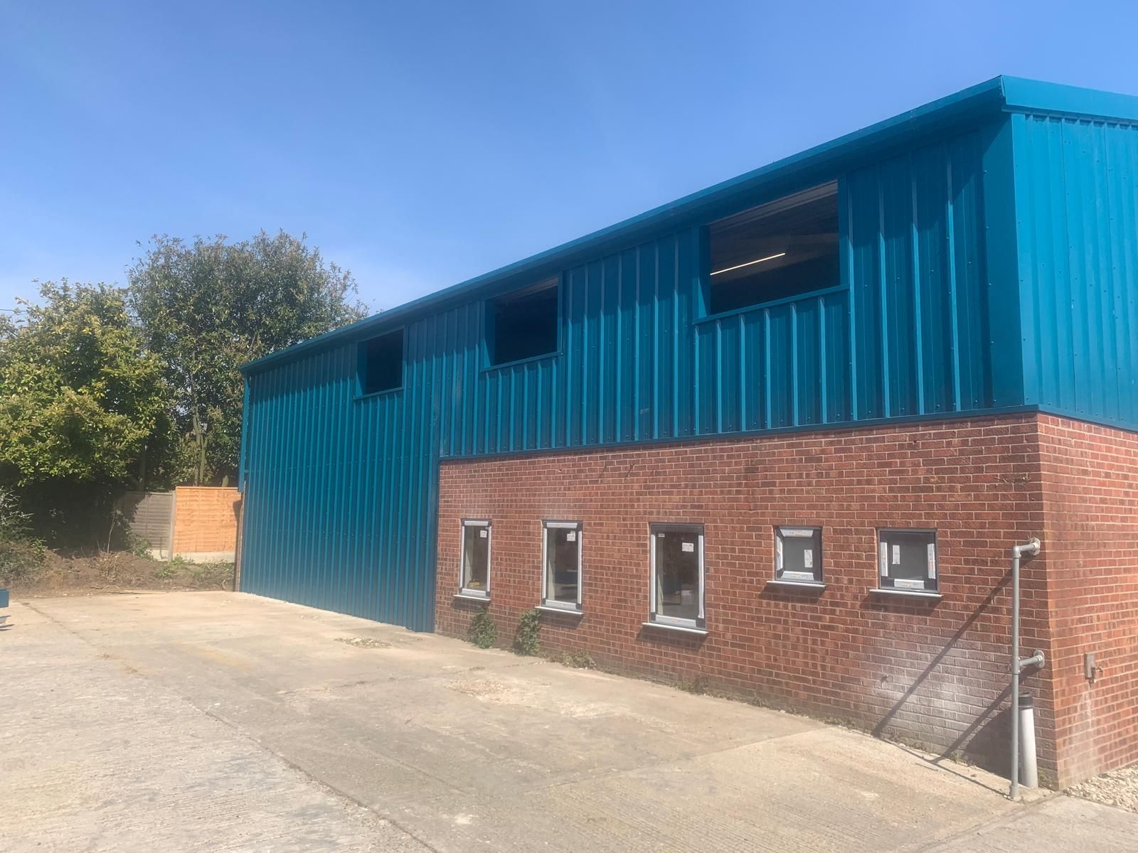 Blue industrial over roof